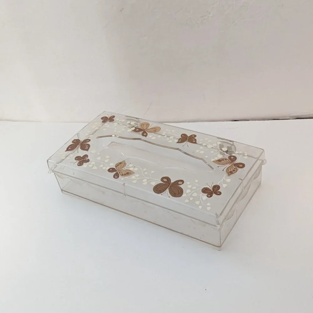 Vintage MCM Wolff Butterflies Tissue Box Holder Cover Lucite Acrylic‎ Plastic